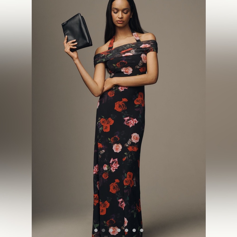 NWOT AFRM Yvonne off the shoulder maxi mesh dress